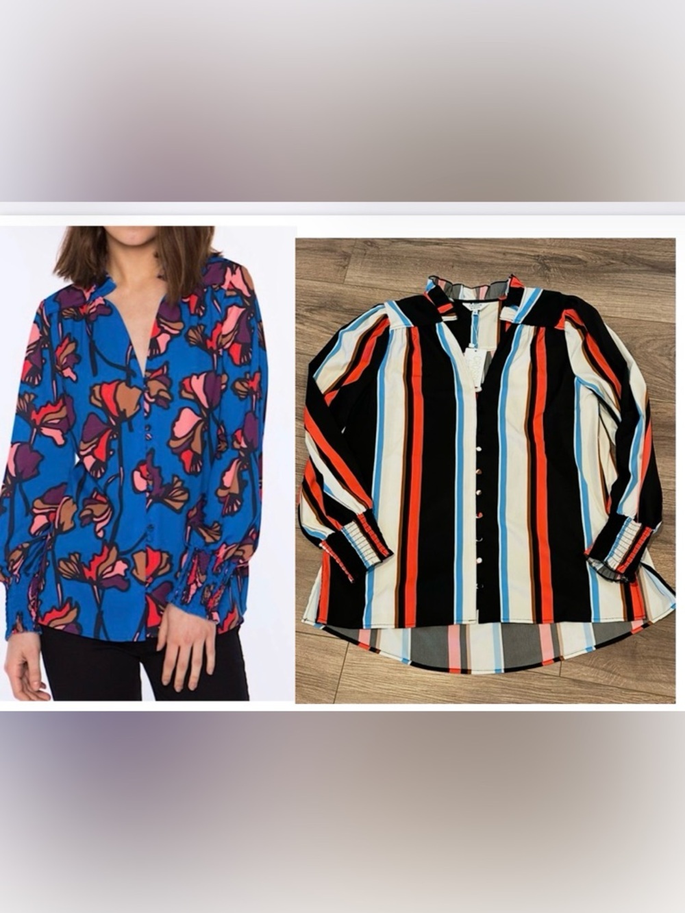 NWT! Crosby by Mollie Burch Adair  Button-Up Blouse in CafeStripes Medium